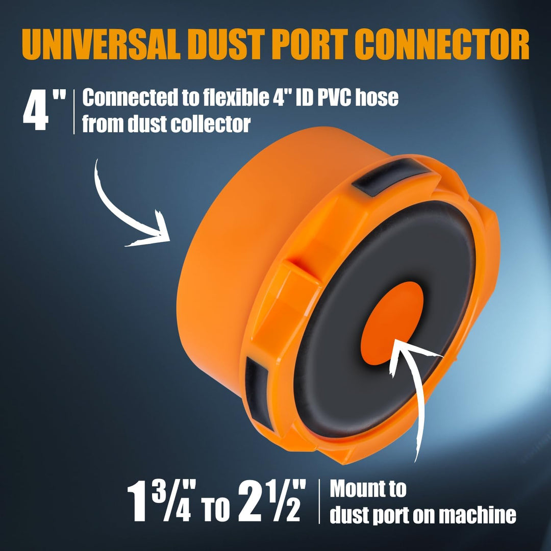 POWERTEC 70354 Staubanschluss-Adapter für 3,5 cm ~ 2-1/2-Zoll-Anschluss auf 10,2 cm Staubsammelschla