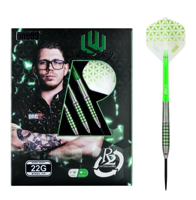 ONE80 Steel Darts Revolution R2 Interchange Lukas Wenig V2 VHD 90% Tungsten 2,35 mm Point Steeltip D