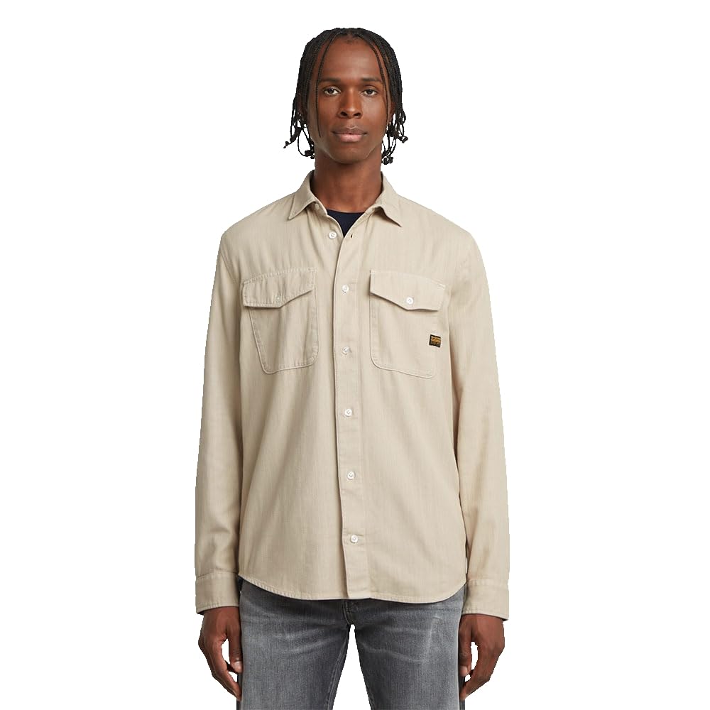 G-STAR Herren Marine Slim Hemd Shirts (1er Pack) S Beige (Dk Brick Gd D24963-d454-d848), S Beige (Dk