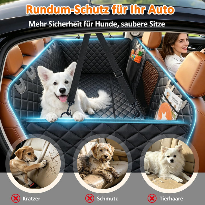 Hundedecke Auto Rückbank mit Hartboden, 137 x 63cm, Hunde Autositz Rückbank für grosse Hunde, stabil