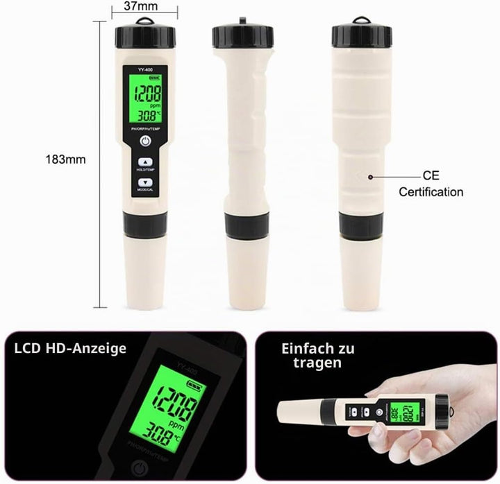 YY-400 4-in-1 PH/ORP/H2 &amp; TEM Messgerät, digitaler Dydrogen-Ionenkonzentrationstest