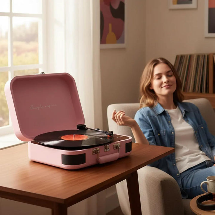 PRIXTON VC600 Vintage Vinyl Plattenspieler, Vinyl-Player und Musik-Player via Bluetooth und USB, 2 e