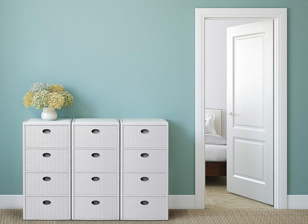 Stefanplast Elegance Kommode 4 Schubladen, Weiss cm 40x40x80h 15,7"x15,7"x31,5"h Bianco, Bianco