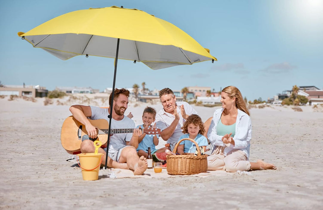 Stagecaptain Shady Layla Strand Set - Strandmuschel mit Erdspiess und Sonnenschirm - Wasserabweisend