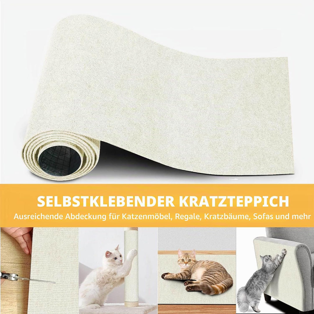 KVIDA Kratzmatte für Katzen, 200 x 60 cm, Selbstklebende Teppichmatte, zuschneidbar, Kratz-Möbelschu