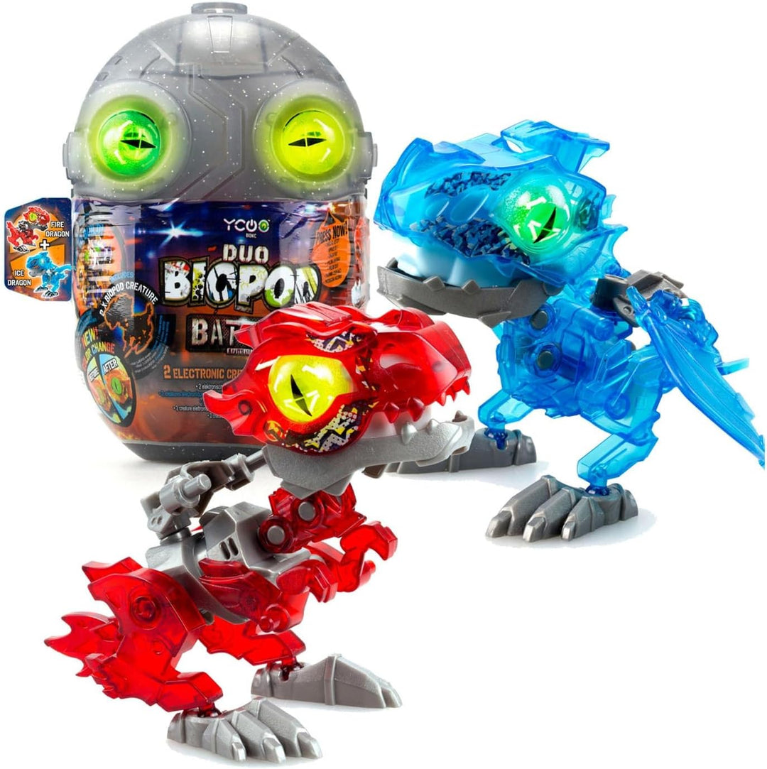 YCOO – Biopod Battle Duo Pack – Elektronische Dinosaurier-Kreatur zum Bauen – Sound- und LED-Lichtef