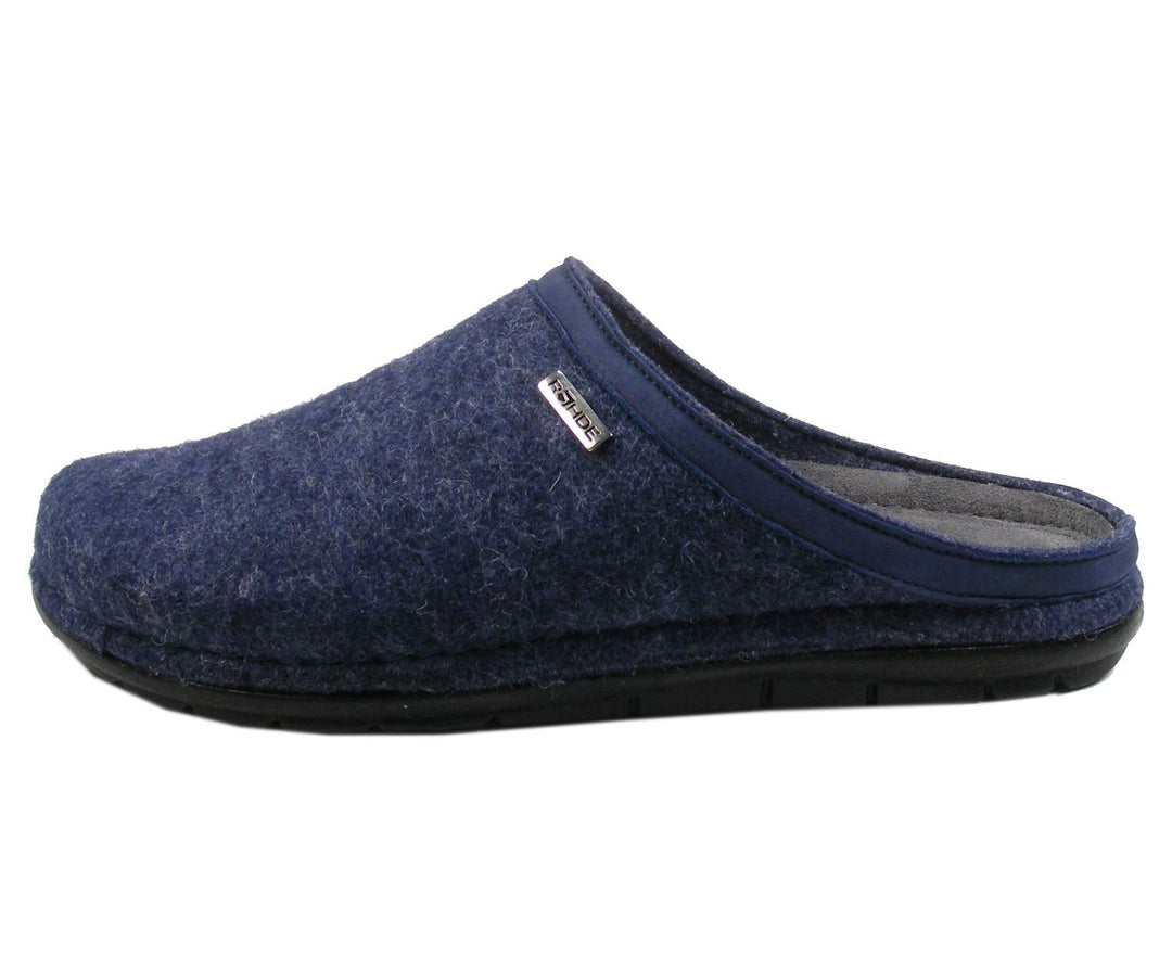 Rohde 6740 Rodigo-H Schuhe Herren Hausschuhe Pantoletten Weite G 39 EU Blau, 39 EU Blau