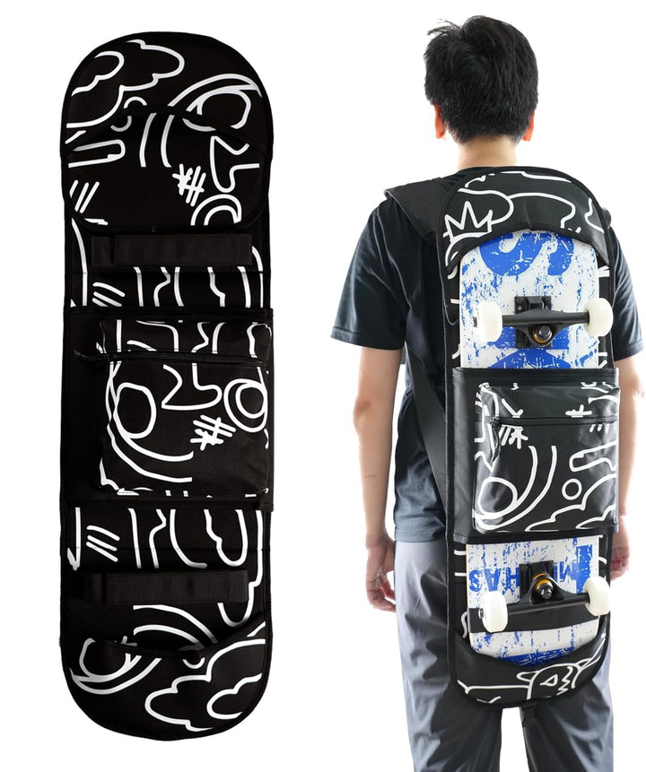 QOPET Skateboard Rucksack aus verdicktem 900D Oxford, Cruiser Board Tasche wasserdicht Elektrische S