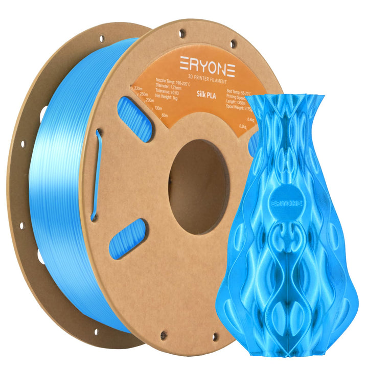 ERYONE Silk PLA Filament 1.75 mm, 3D-Drucker Filament PLA, 0,03 mm, 1 kg/Spule, Silk Blau