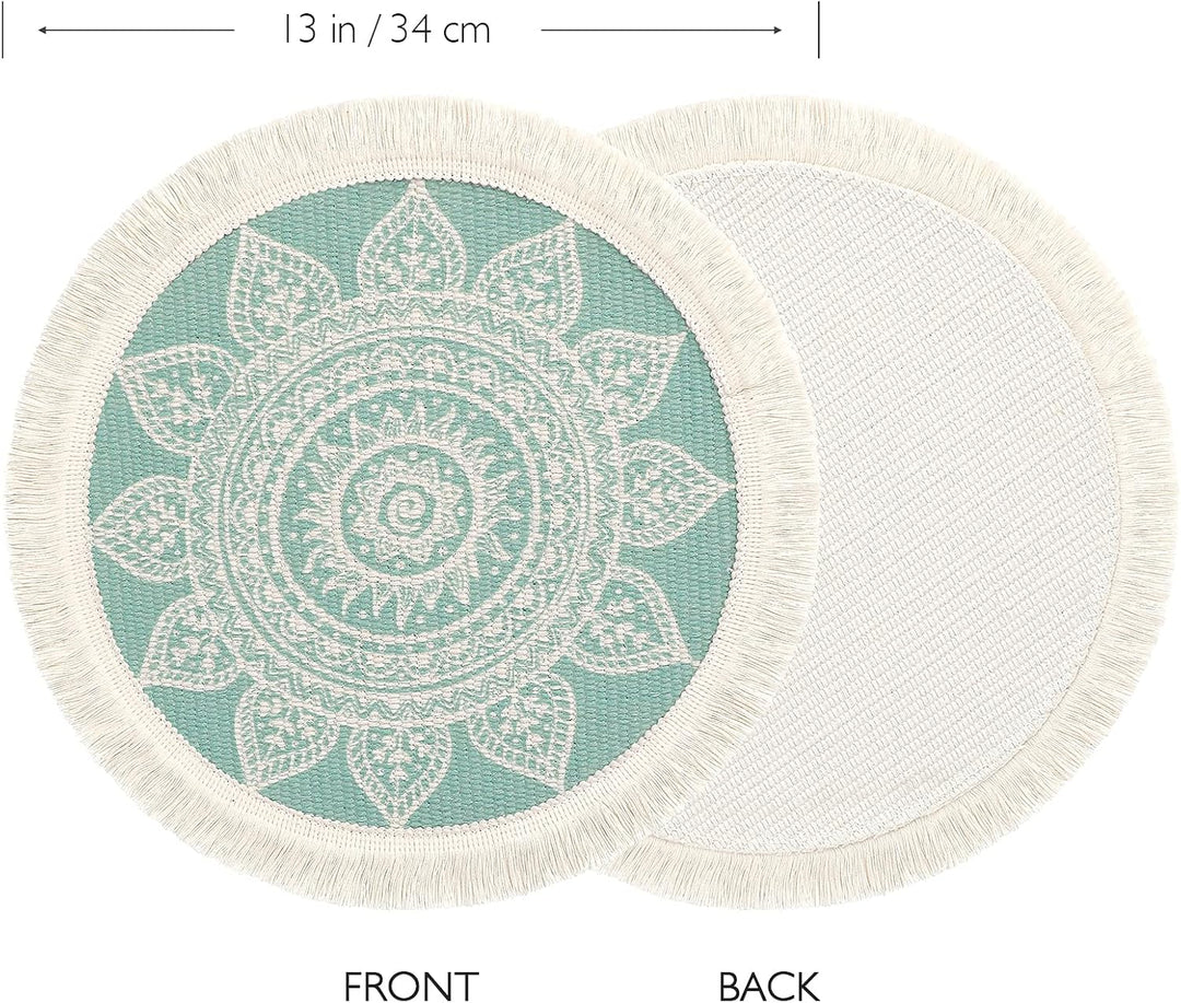 Weldomcor Tischsets 4er Set Rund Gewebte Platzsets Untersetzern Hitzebeständige Platzdeckchen rutsch