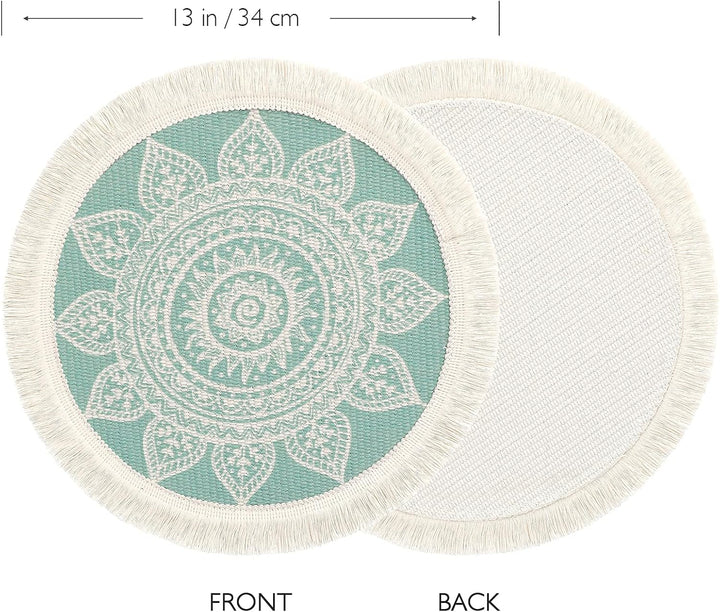 Weldomcor Tischsets 4er Set Rund Gewebte Platzsets Untersetzern Hitzebeständige Platzdeckchen rutsch