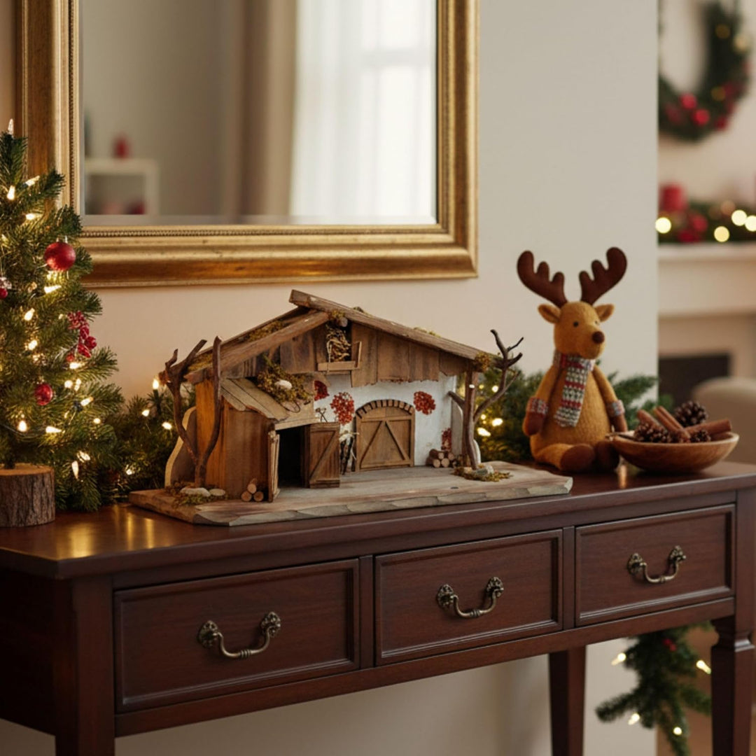 matches21 HOME & HOBBY XXL Weihnachts-Krippe 60 x 27 cm - Grosse Holz-Krippe als innen Fensterdeko T