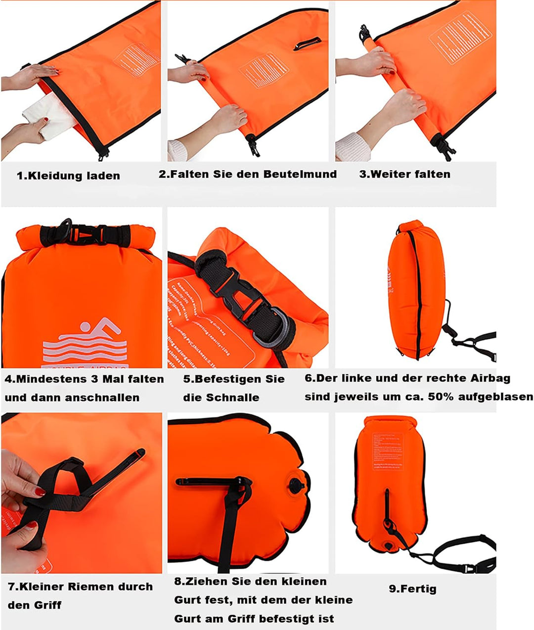 Premium Schwimmboje mit trockentasche, 20L für Triathleten, Stand up Paddling oder Wassersportler, o