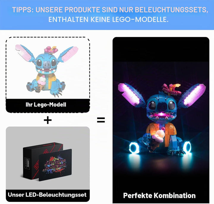 LocoLee Licht Kompatibel mit Lego Stitch, Nur Lichter Set - Kein Modell, Licht BeleuchtungSet Compat