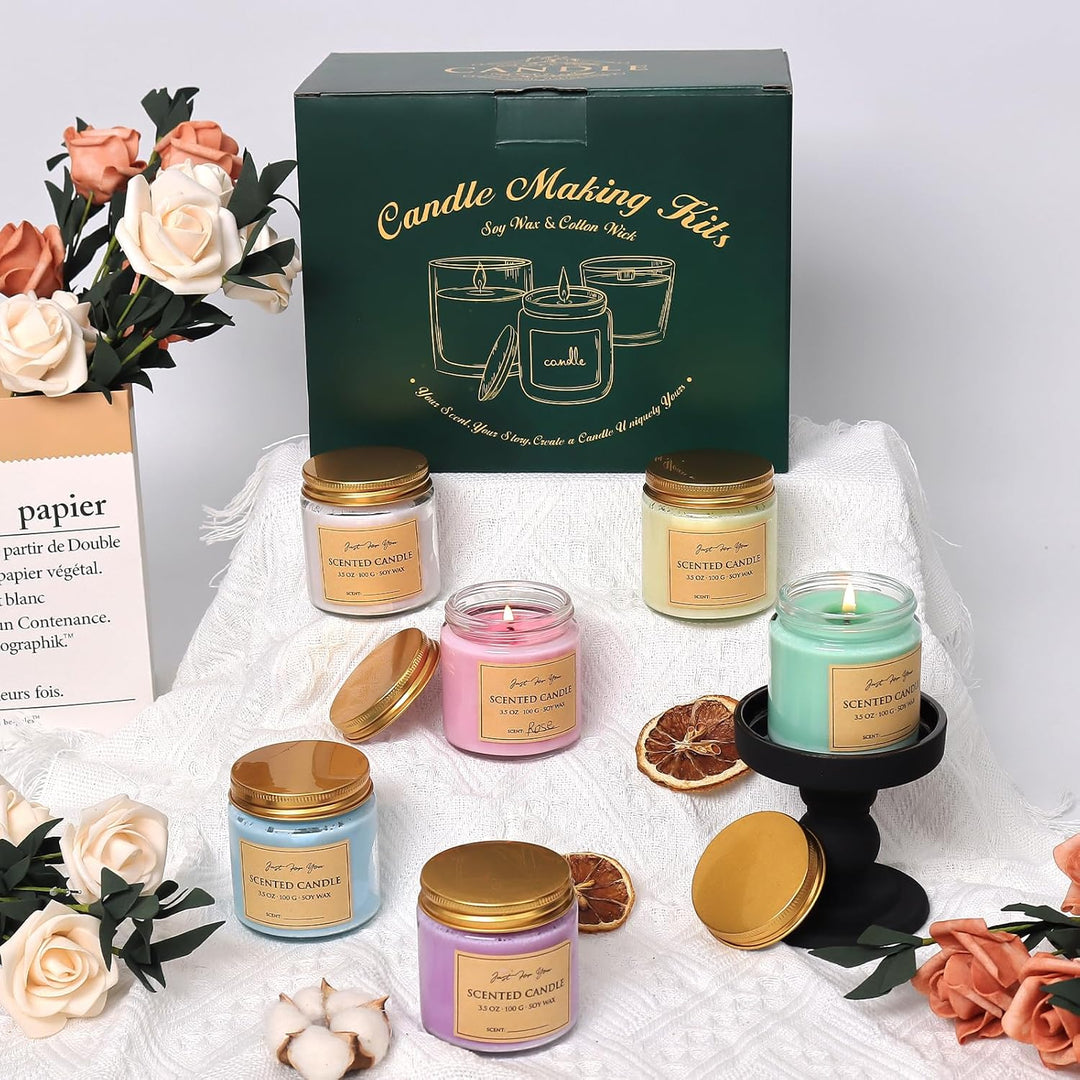 Aeraroma Kerzen Selber Machen Set, Kerzenherstellung Kit Zubehör, Duftkerze Geschenke Set mit 600g W