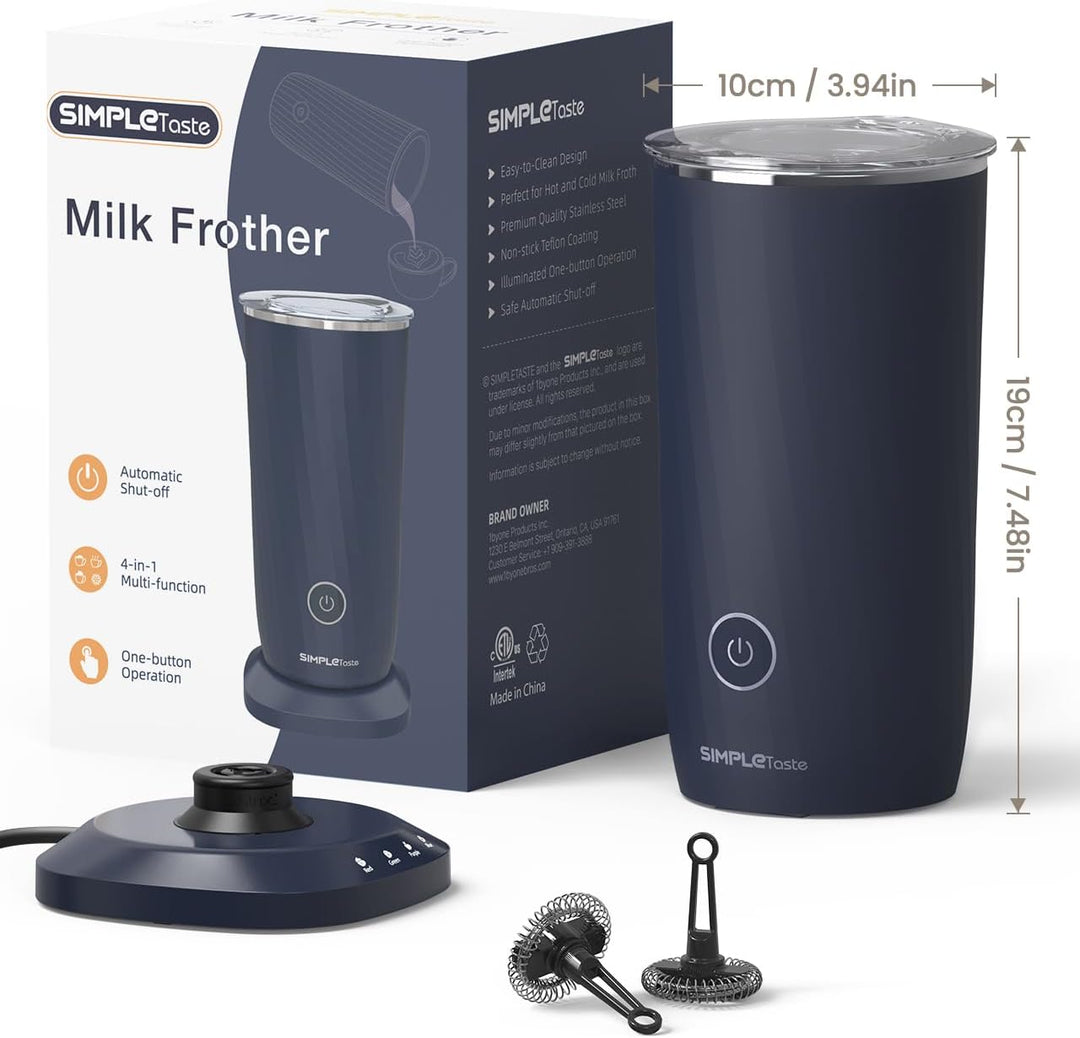 SIMPLETASTE Milchaufschäumer Elektrisch 4-in-1, Heisser & kalter Milchschaum, Milch erwärmen & Kakao