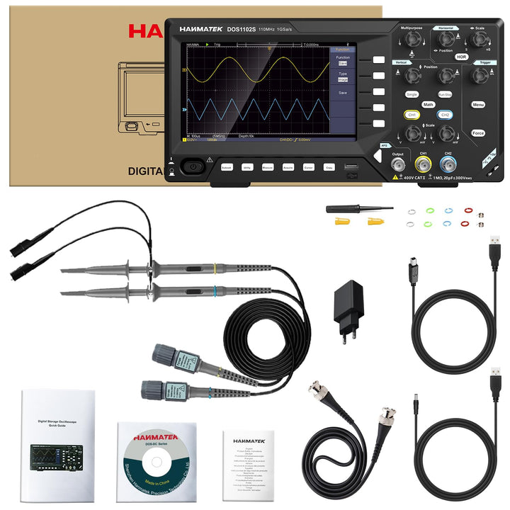 HANMATEK 2 in1 DOS1102S Digitales Speicheroszilloskop mit integriertem Wellenformgenerator, 110MHz B