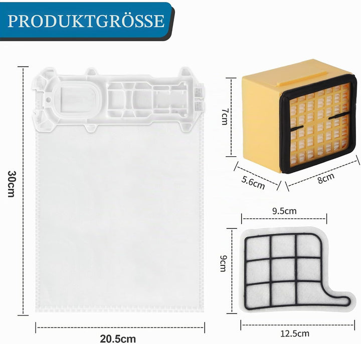 10 Staubsaugerbeutel für VK 135 VK136,FP136,VK369,Mit 1 Motorschutzfilter +1 Hygienefilter für VK 13
