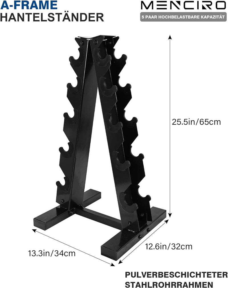 MENCIRO A-Rahmen Hantelständer Nur Ständer, 5-Tier Stahl Gewicht Kurzhantel Rack für Hanteln, Gewich