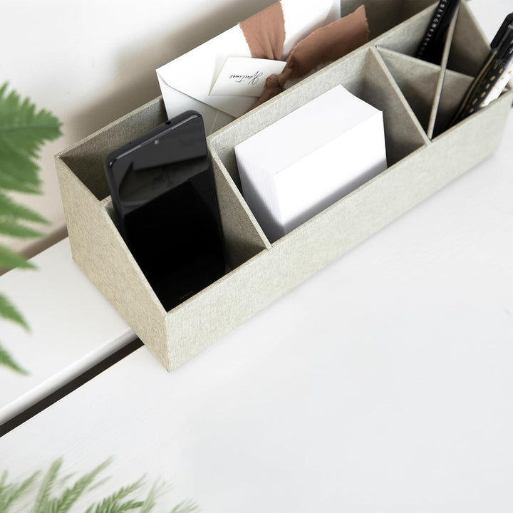 BIGSO ELISA Schreibtisch Organizer – Aufbewahrungsbox mit 4 Fächern – Schreibtischablage für Zettel,
