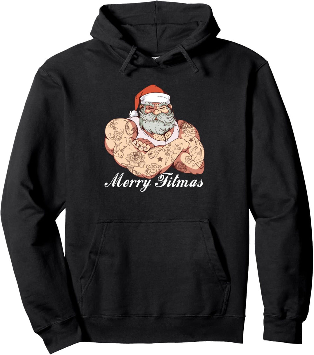 Santa Christmas Fitness Fitnessstudio Deadlift Herren Pullover Hoodie