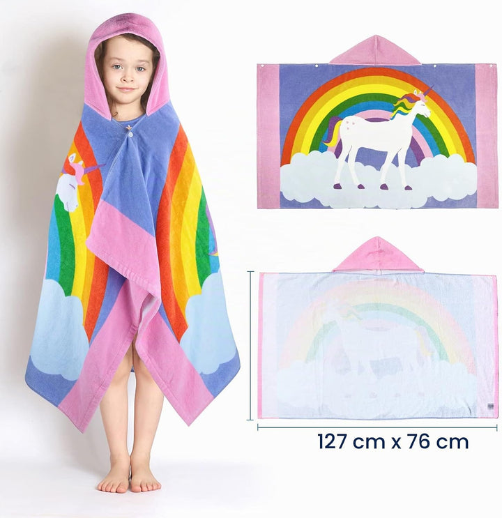 Badeponcho Kinder 100% Baumwolle Kinderhandtuch Poncho Kinder Badetuch Handtuch mit Kapuze Strandtüc