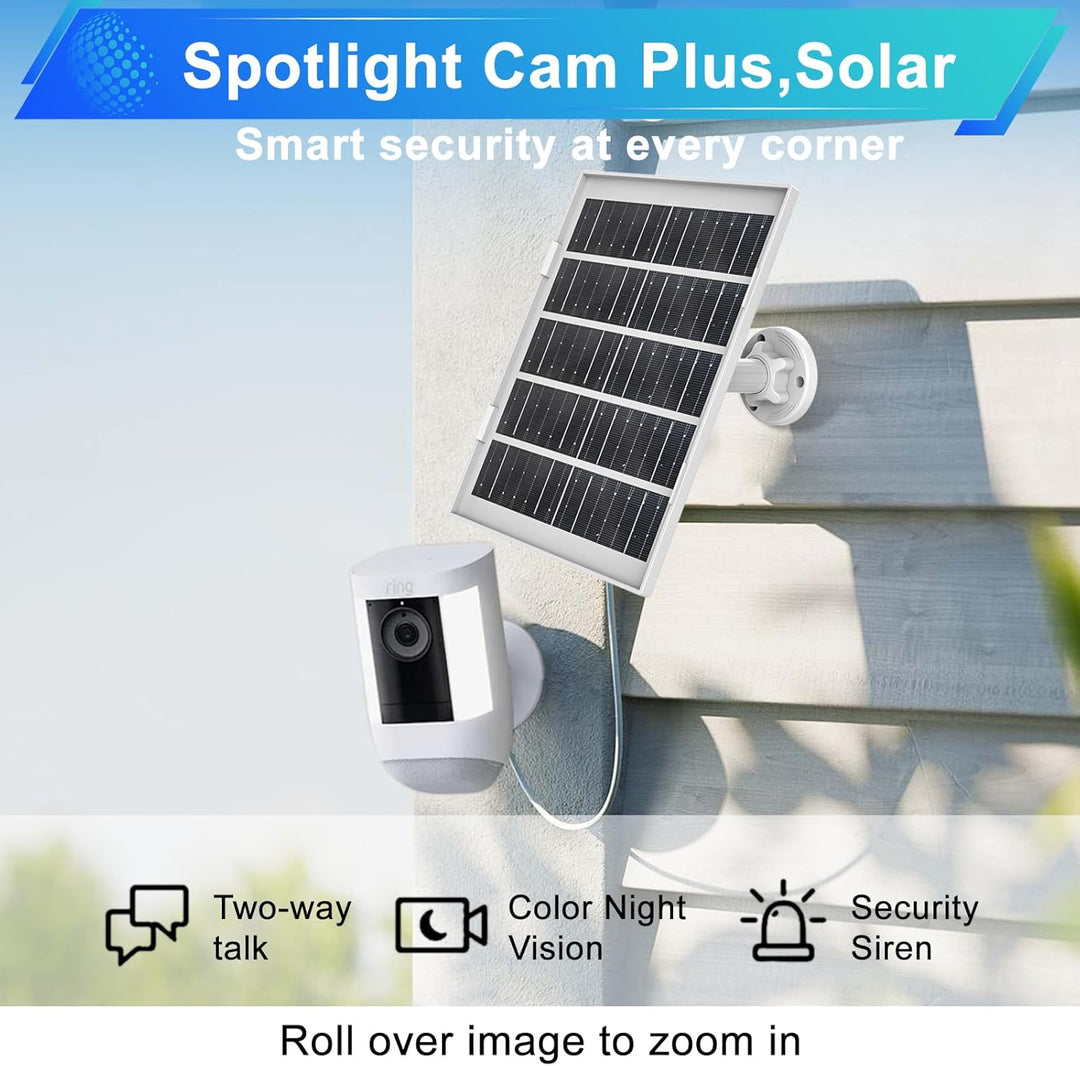 Solarpanel für Ring Kameras – 5V7W Solarmodul mit 4m Kabel, Kompatibel mit Ring Stick Up Cam Pro/Spo