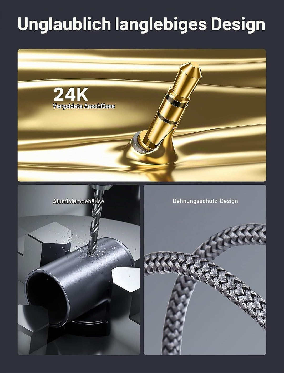 JSAUX Klinke auf Cinch Kabel, 3.5mm Klinke auf 2 Chinch Stereo Audio Aux Kabel für TV, PC, Handy, MP