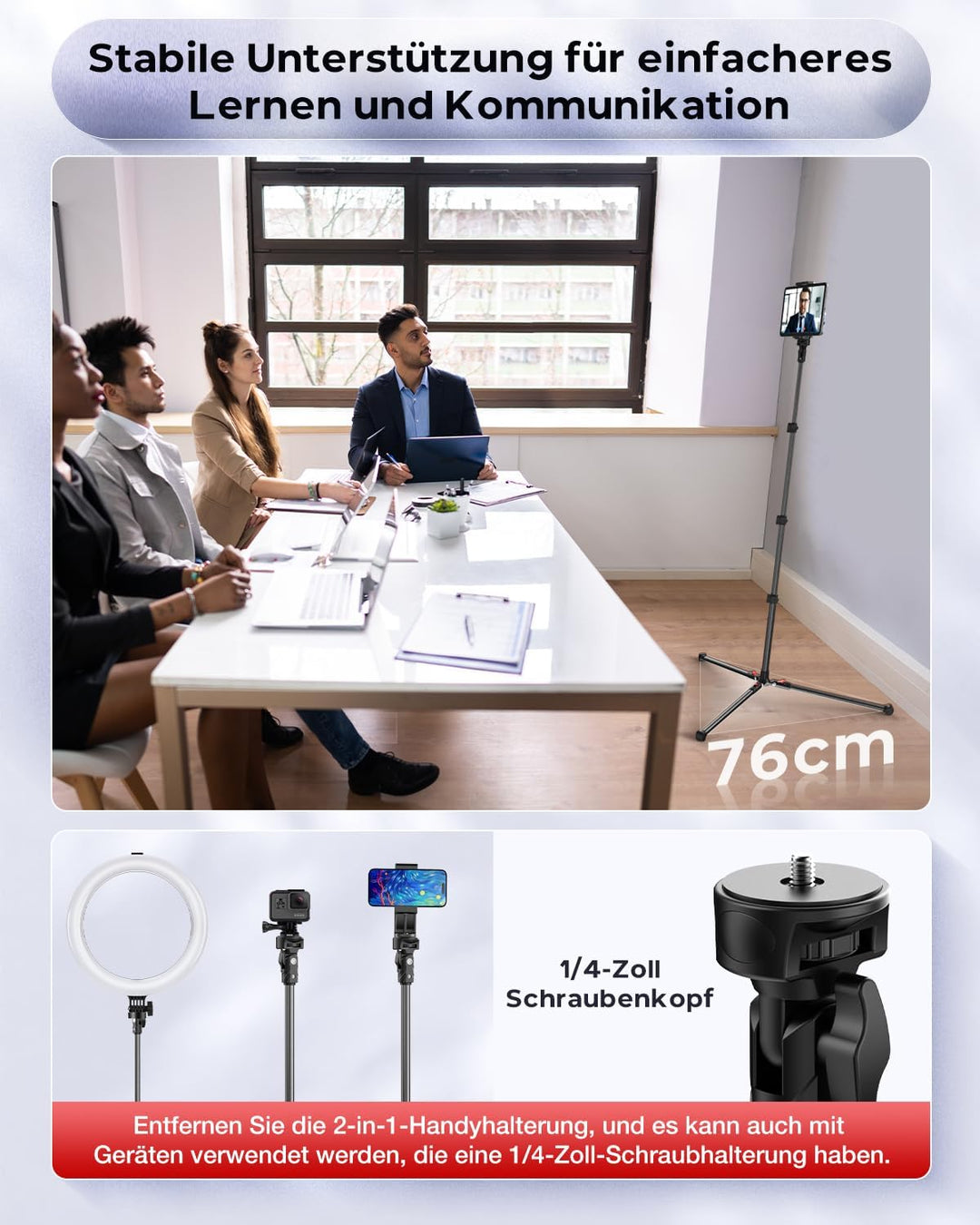 CAMBOFOTO Tablet stativ ständer,Höhenverstellbar bis 187cm Halter Stativ kompatibel mit iPhone/iPad/