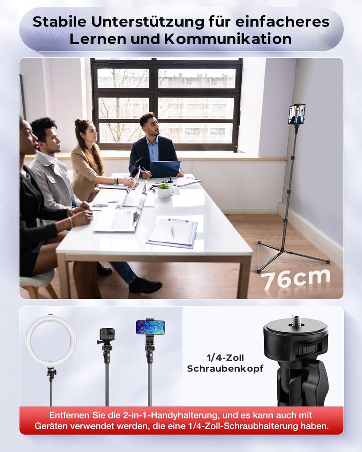 CAMBOFOTO Tablet stativ ständer,Höhenverstellbar bis 187cm Halter Stativ kompatibel mit iPhone/iPad/