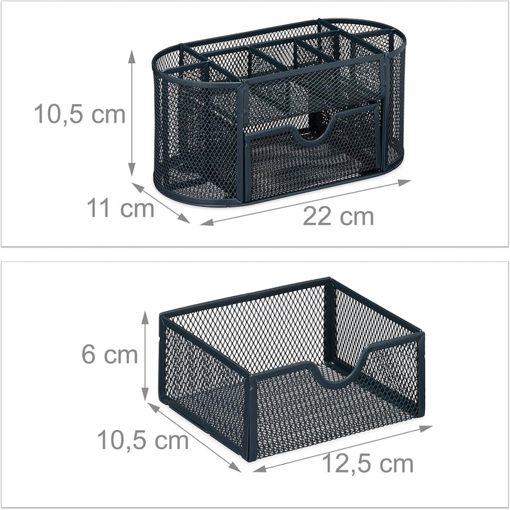 Relaxdays Schreibtisch Organizer, Büroorganisator mit Stiftehalter & Schublade, Metall, HBT: 10,5 x