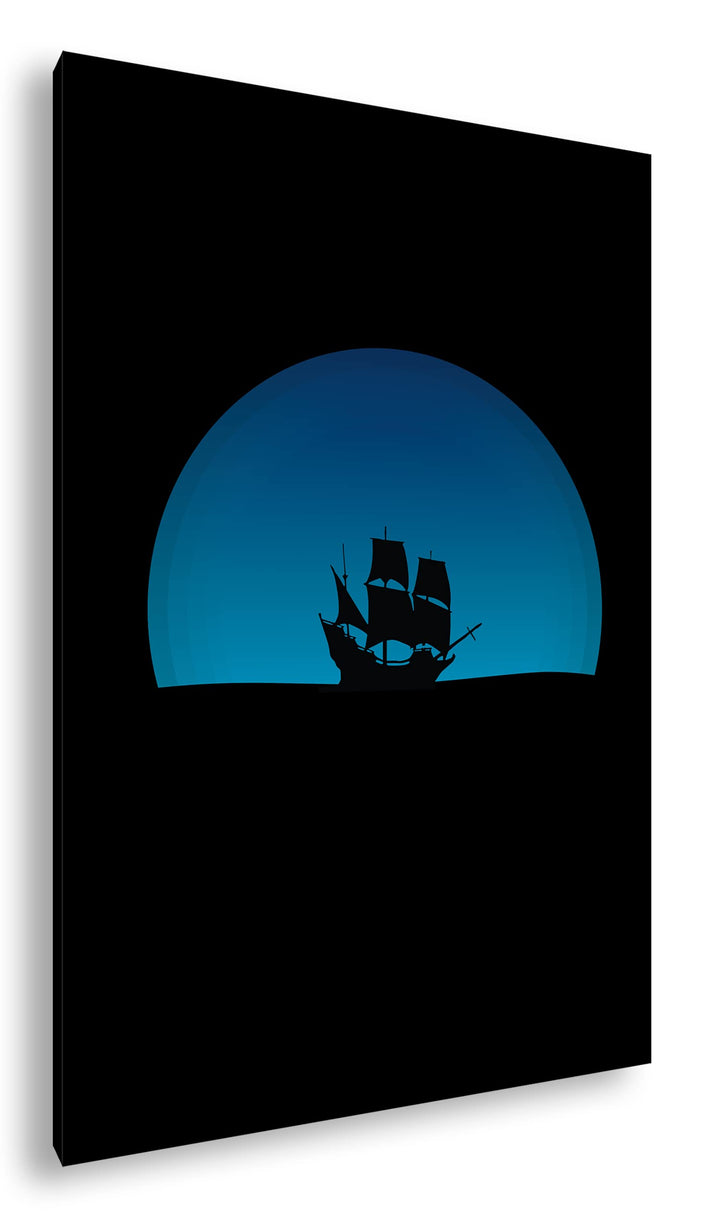 deyoli düsteres Segelschiff Format: 80x60 als Leinwandbild, Motiv fertig gerahmt auf Echtholzrahmen,