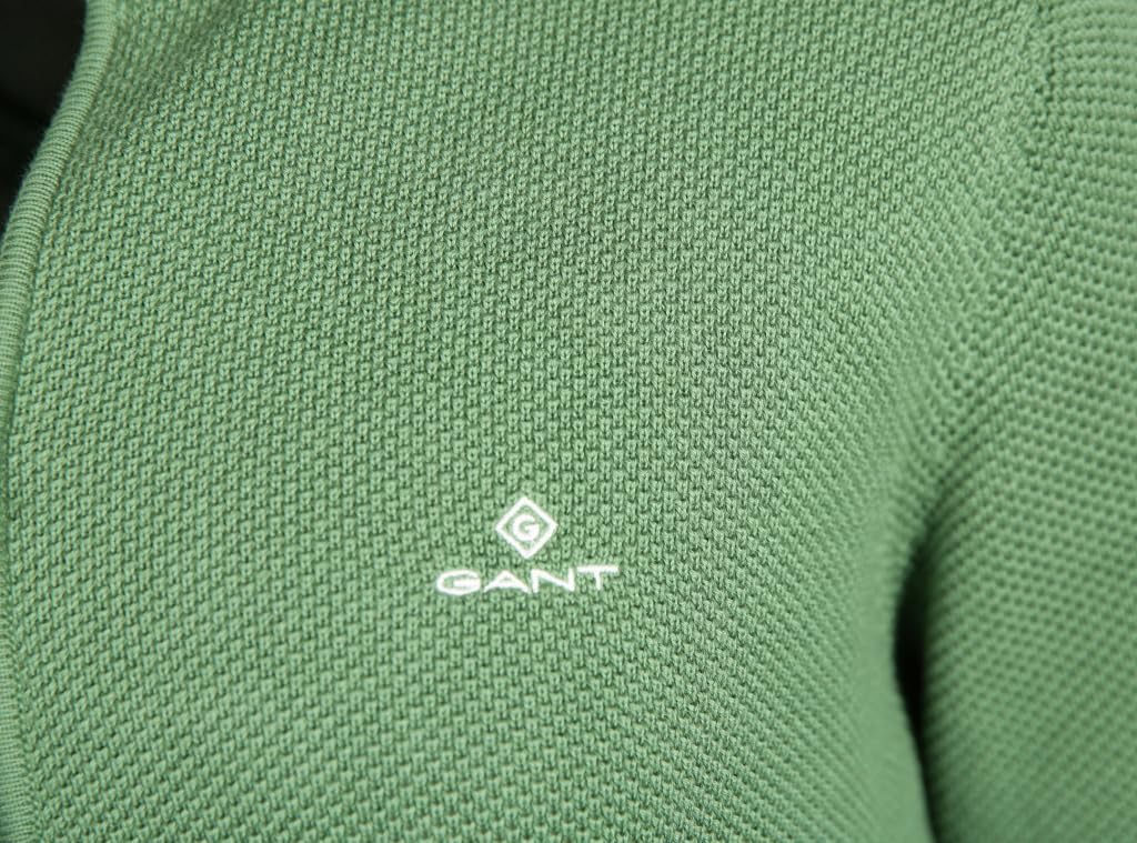 Gant Herren Cotton Pique Zip Cardigan Strickjacke (1er Pack) 3XL Leaf Green, 3XL Leaf Green