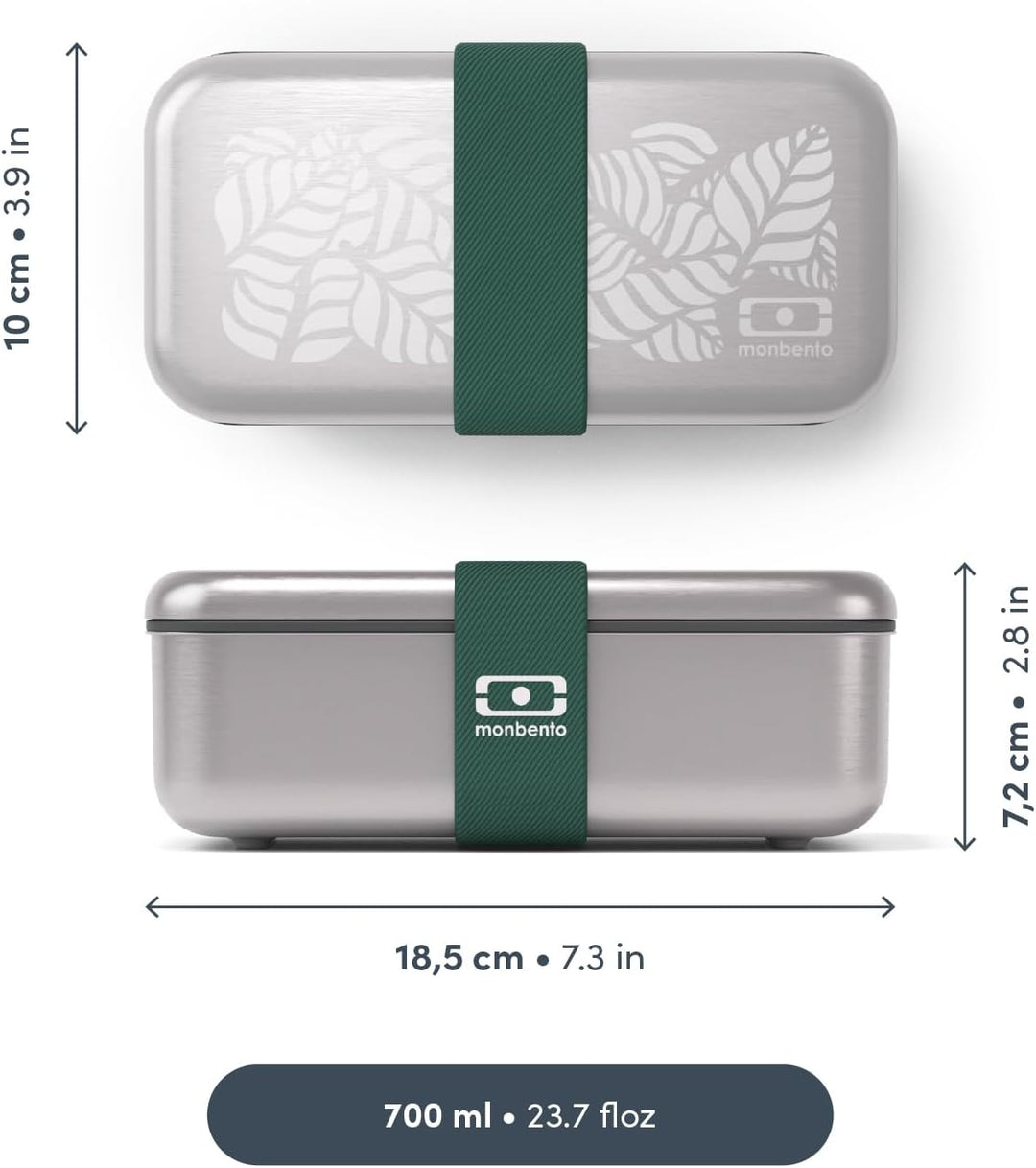 monbento - Metall brotdose MB Sense Jungle - Edelstahl Lunchbox mit luftdichtem Deckel - Büro/Meal P