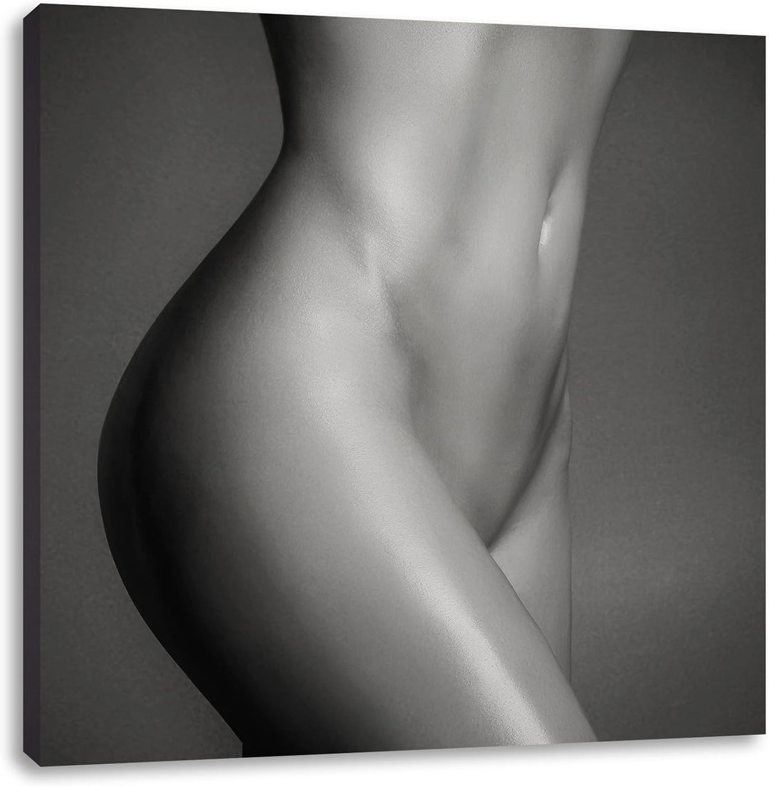 Pixxprint schlanker nackter Frauenkörper als Leinwandbild/Grösse: 70x70 cm/Wandbild/Kunstdruck/ferti