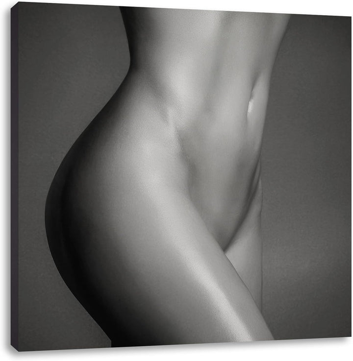 Pixxprint schlanker nackter Frauenkörper als Leinwandbild/Grösse: 70x70 cm/Wandbild/Kunstdruck/ferti