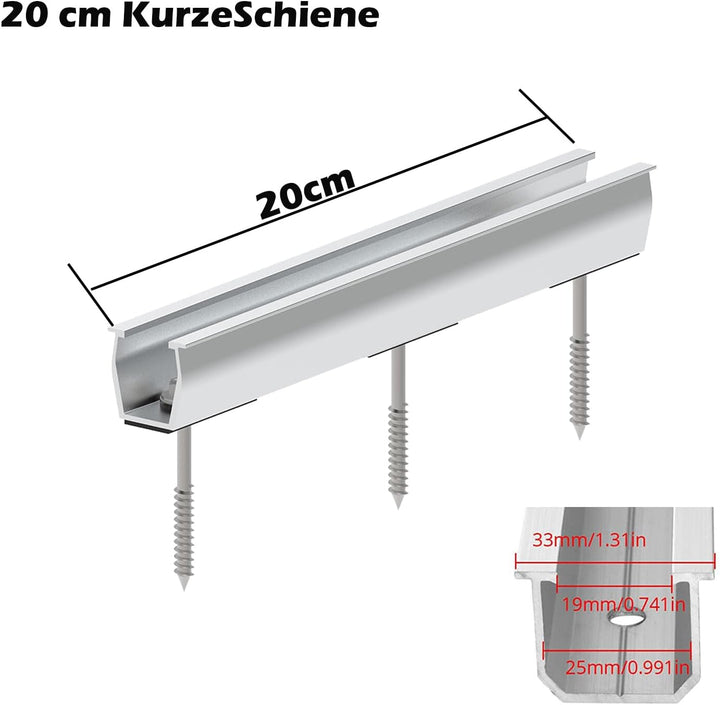 Solarpanel Halterung Kit 20cm, Solarmodul Alu Befestigungssystem Trapezblech Photovoltaik 10 Stück B