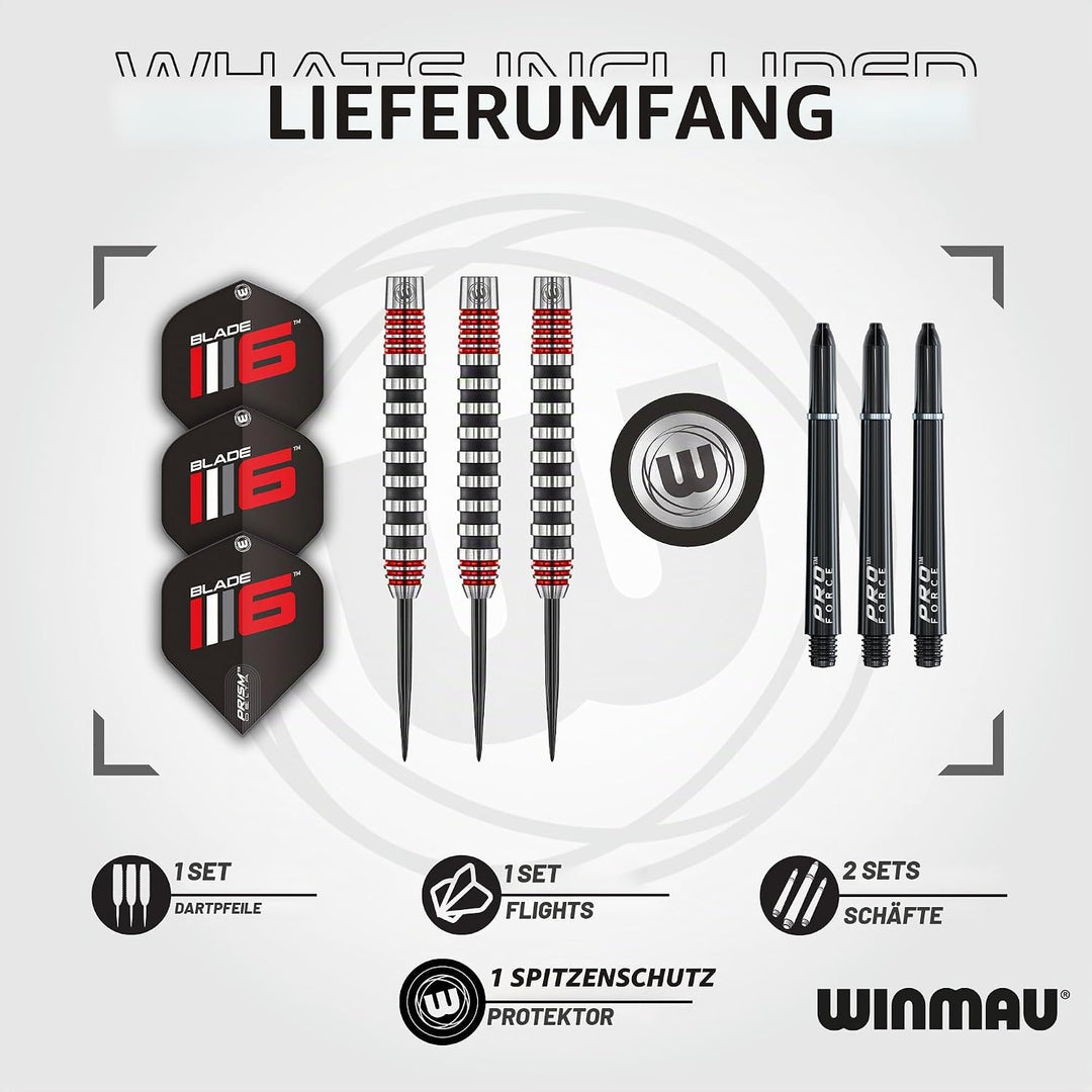 WINMAU Advance 500 Series Dartpfeile mit dartflüge und Dart stiele 22G Rot, 22G Rot