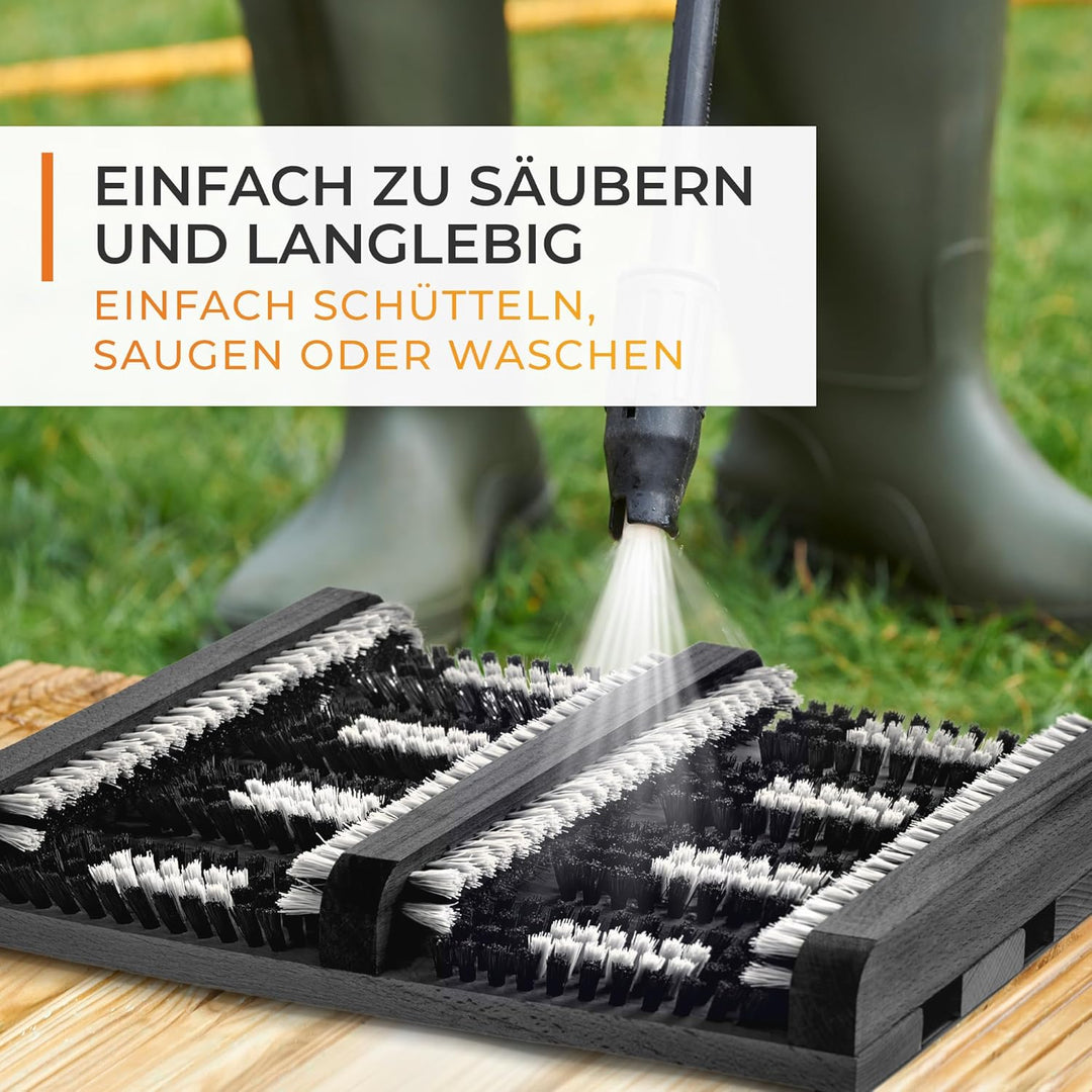 Schuhabstreifer Aussen & Innen, aus Holz - rutschfest & Langlebig mit Kräftigen, Pflegeleichten Bors
