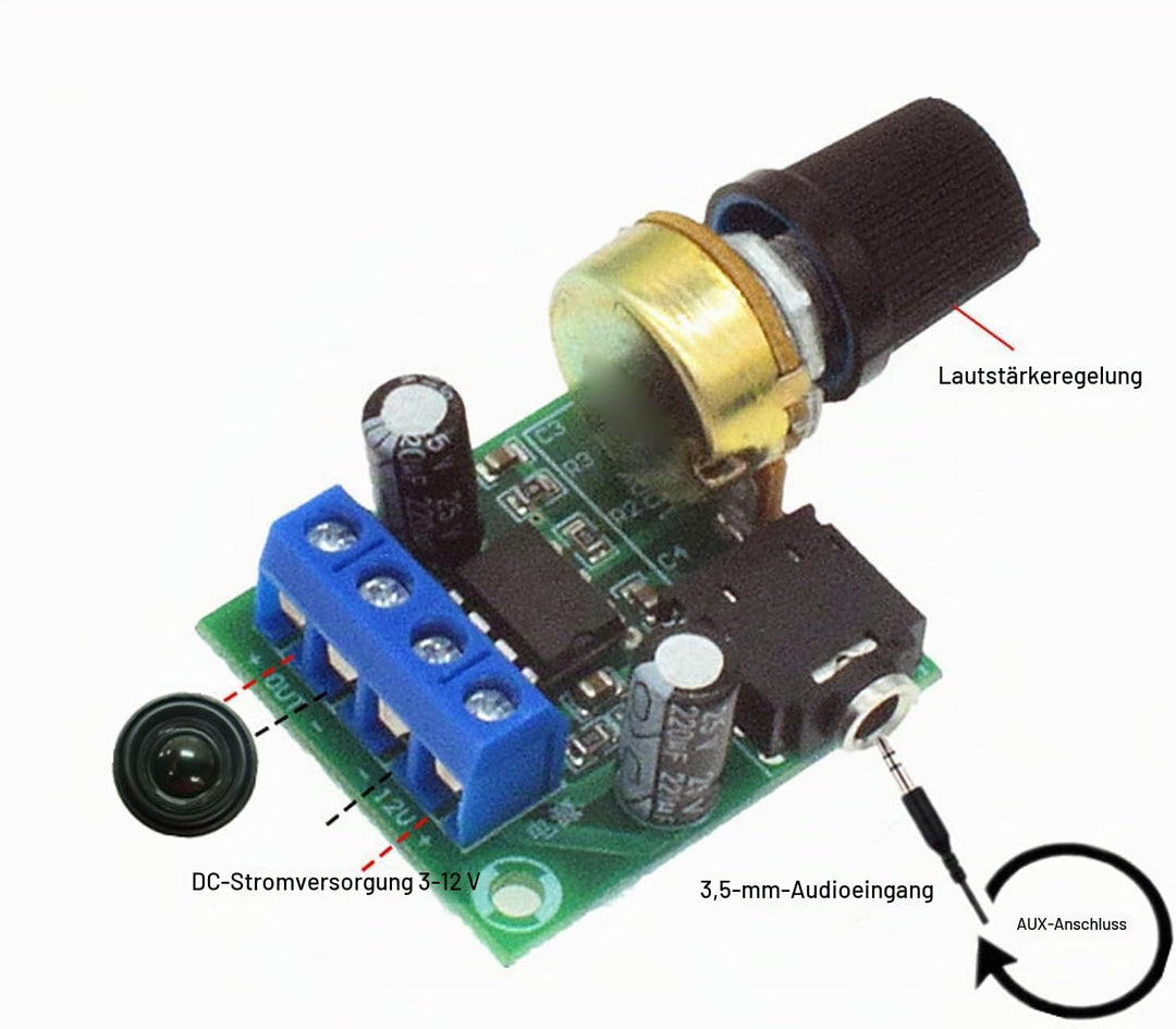 5PCS -Verstärkerplatine, LM386 Audio-Verstärkerplatine, DC 3V Bis 12V Digitaler Stereo-Leistungsvers