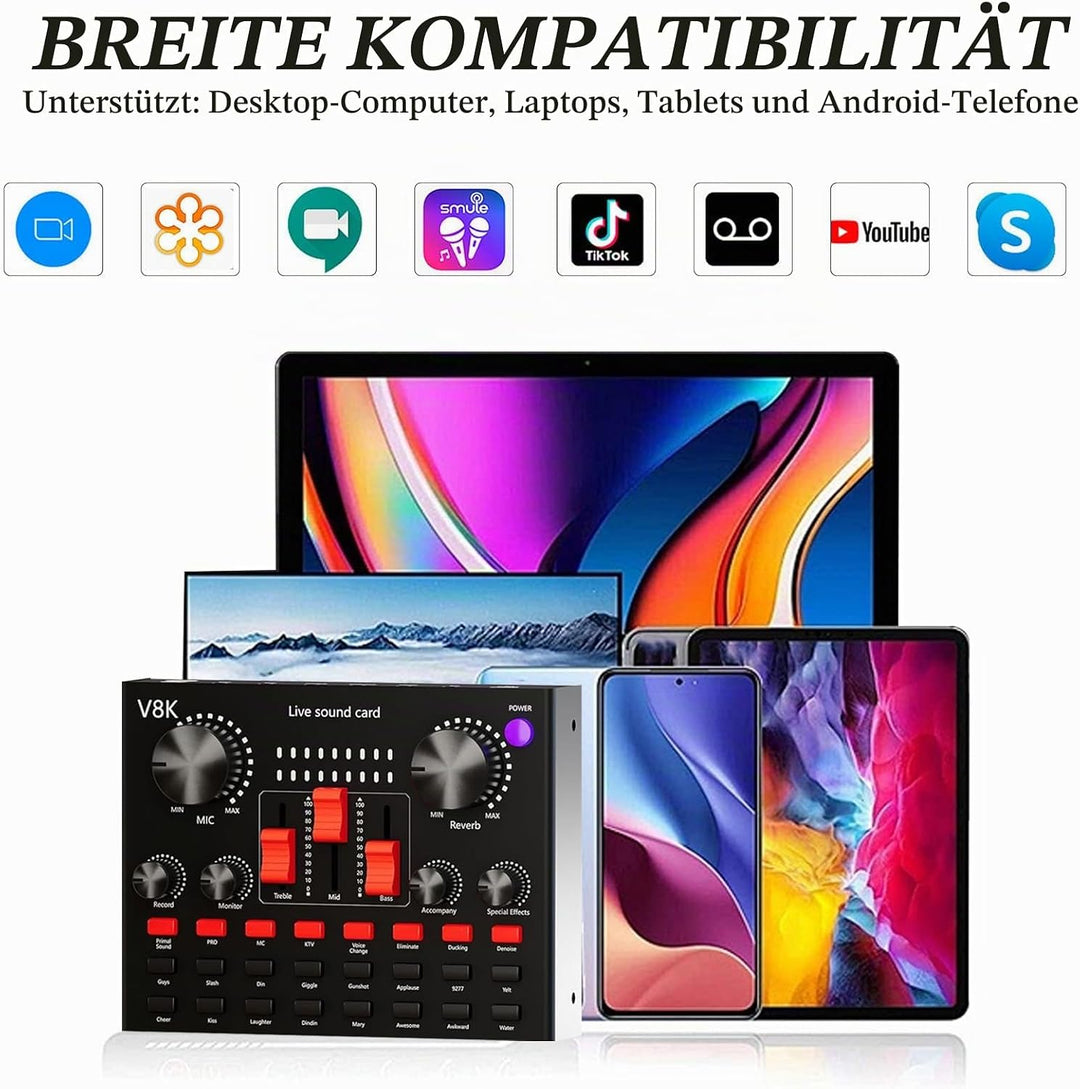 Podcast Mikrofon Bündeln,USB Nieren Kondensator BM800 Mikrofon,Audio-Interface mit Sprachumschalter-