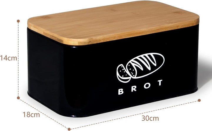 Theo&Cleo Brotkästen mit Deckel, Deckel aus Ökologisches Bambus, Kann als Schneidebrett, Geräumiger