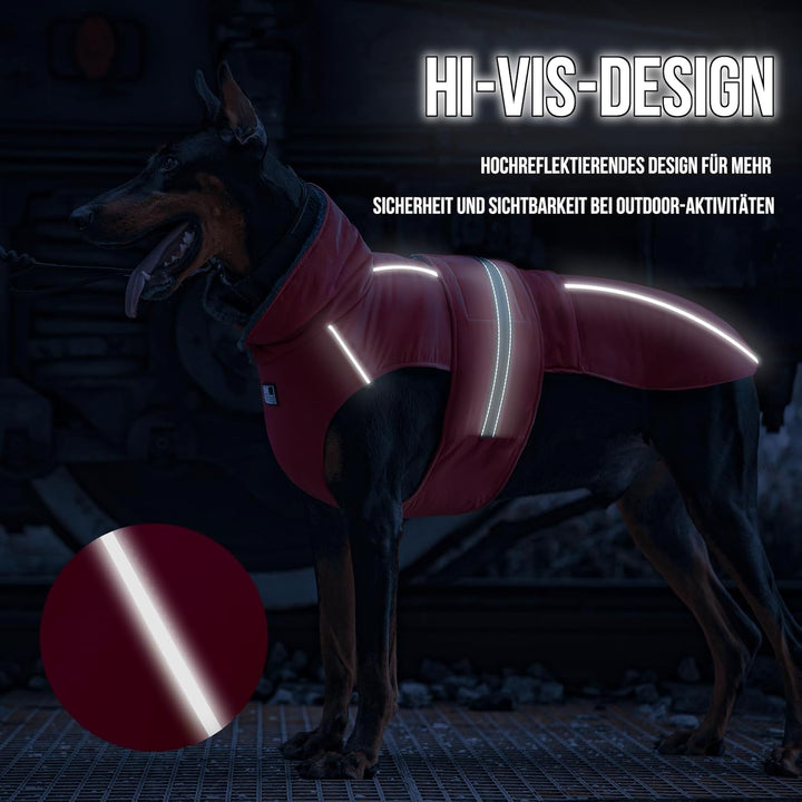 OneTigris Hundemantel, STORMWALL Wasserdicht Hundejacke mit Verstellbarer Rückenlänge Fleecefutter R