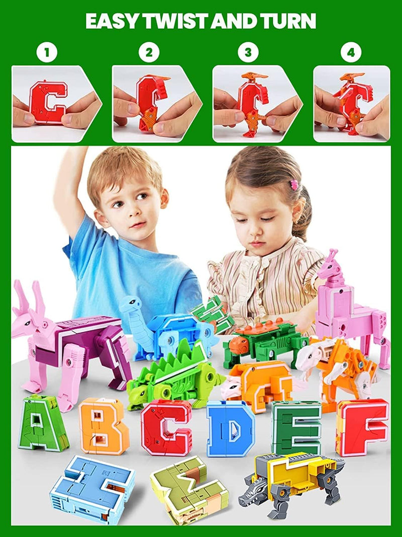 OBEST 26 Stück Alphabet Roboter, A-Z Buchstaben Transformer Spielzeug, für Kinder ABC Englische Lern