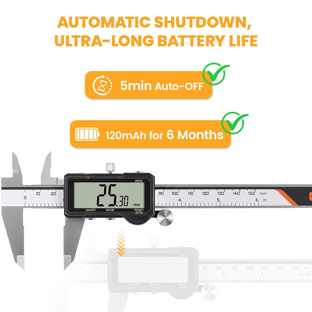 HARDELL Digital Caliper, Rechargeable Digital Caliper 6 inch with Reset Setting, Caliper Measuring T