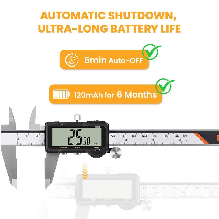 HARDELL Digital Caliper, Rechargeable Digital Caliper 6 inch with Reset Setting, Caliper Measuring T