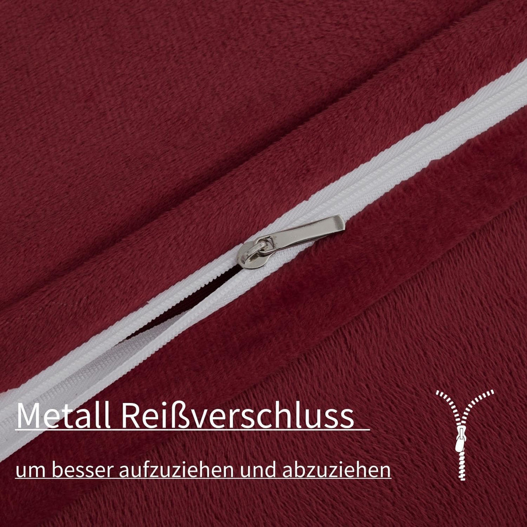 Boqingzhu Biber Bettwäsche 155×220cm Plüsch Rot Weinrot Flanell Winter Warm Kuschelig Flauschig Bett
