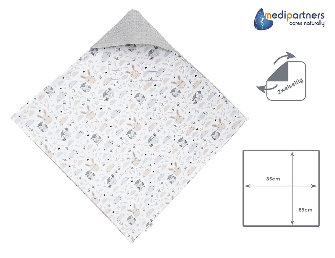 Medi Partners Einschlagdecke 100% Baumwolle 85x85cm Kuscheldecke für Kinderwagen Babyschale universa