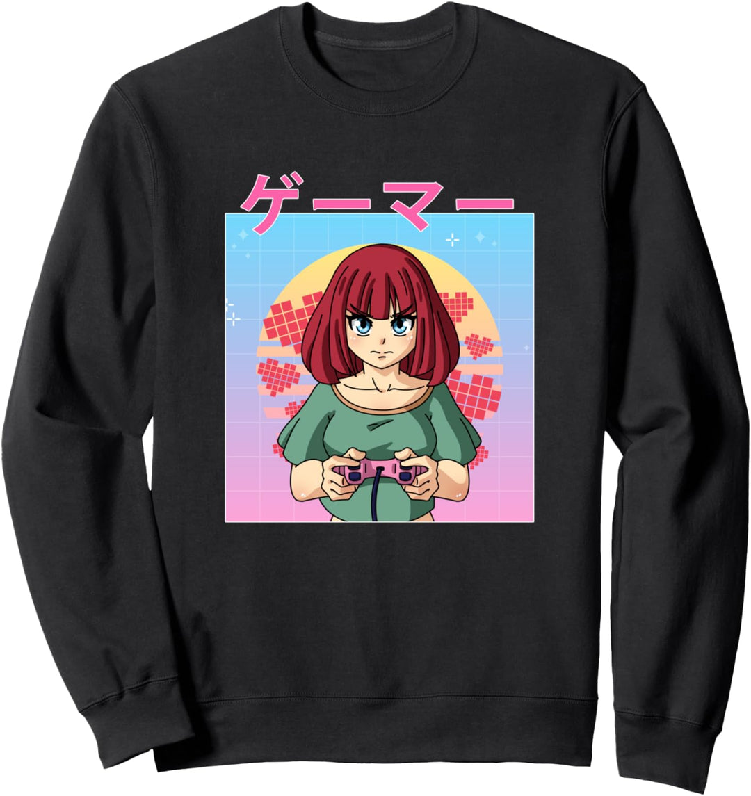 Retro 90er Jahre Japanisch Anime Mädchen Video Spiel Gamer Sweatshirt