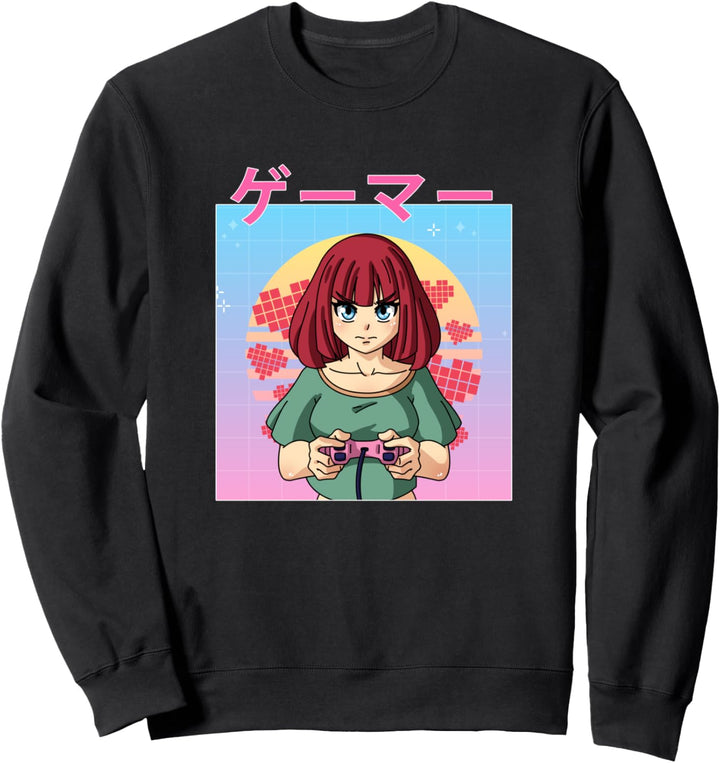 Retro 90er Jahre Japanisch Anime Mädchen Video Spiel Gamer Sweatshirt